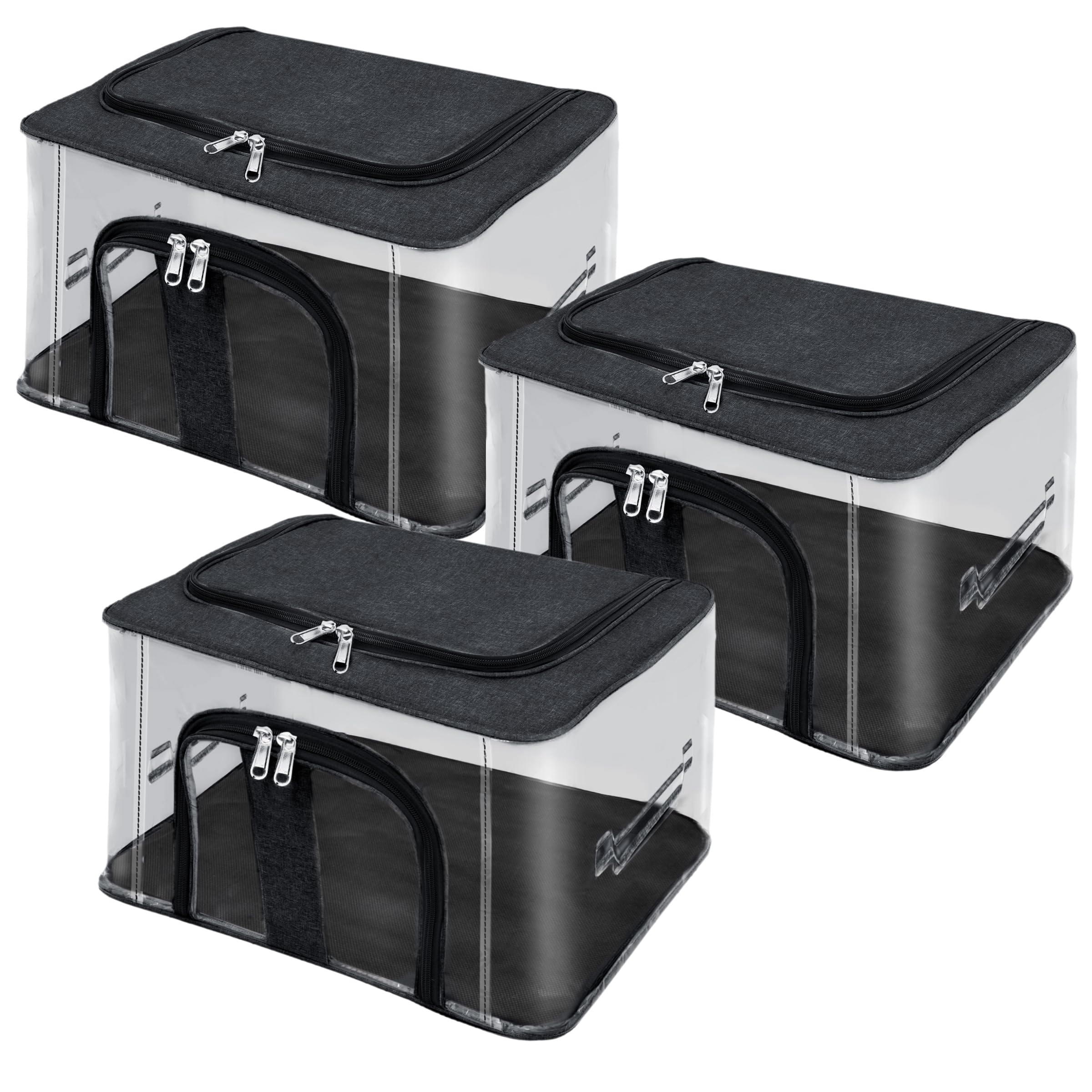 Storite 3 Pack Nylon 33 L Pvc Transparent Moisture Proof Storage Box For Clothes Closet Wardrobe Organizer Saree Bags For Clothe